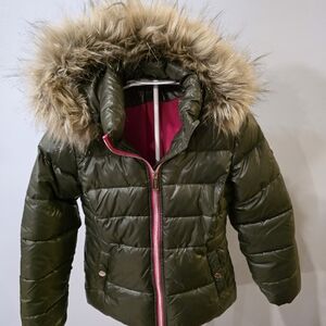 Michael Kors Girls Fur Trimmed Hooded Quilted Puffer Jacket